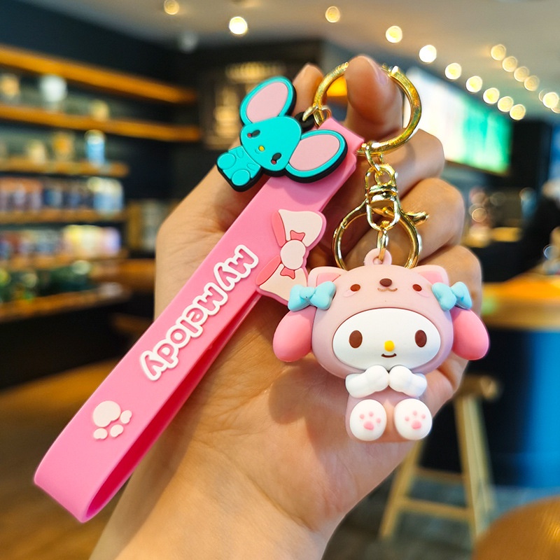 Mặt dây chuyền hoạt hình dễ thương sanrio kuromi keychain doll chain couple gift đồ trang trí xe hơi mặt dây chuyền cặp đôi