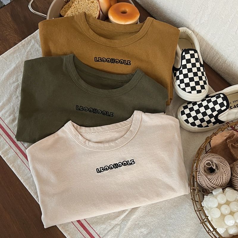 Áo Thun cotton Sáp Mềm Mại Tay Dài Thêu Họa Tiết Thời Trang Mùa Xuân Dành Cho Trẻ Em