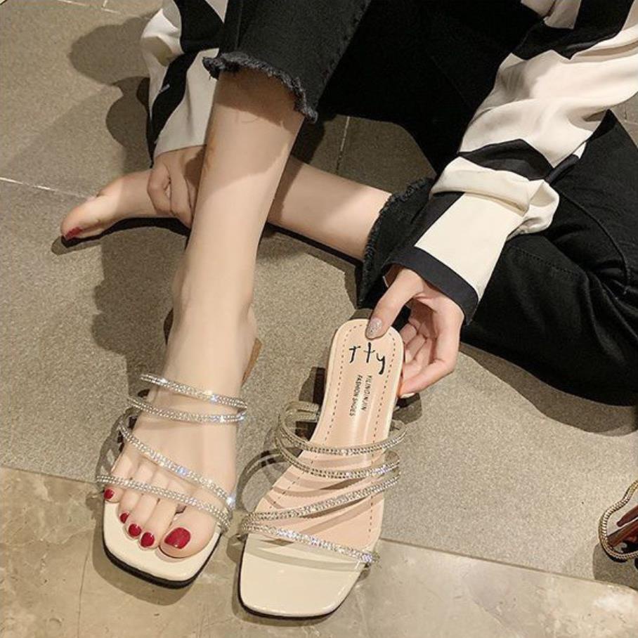 Dép quai ngang XIELUAIZTA đế vuông thời trang dành cho nữ