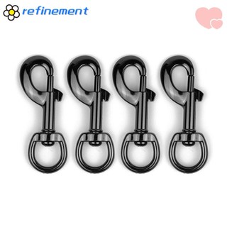 REFINEMENT Set 4 Móc Khóa Kim Loại Màu Đen Có Thể Xoay Vòng Chịu Tải Nặng Dùng Làm Đồ Thủ Công DIY