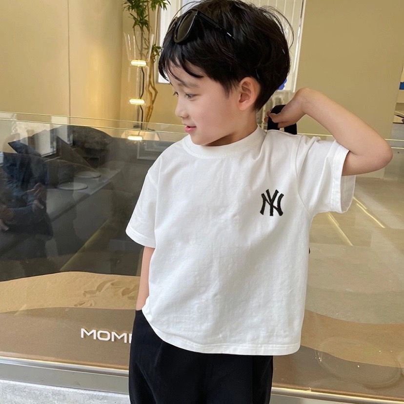 thêu cotton t-shirt quần áo trẻ em quần áo dành cho người lớn quần áo cha mẹ-con ngắn tay