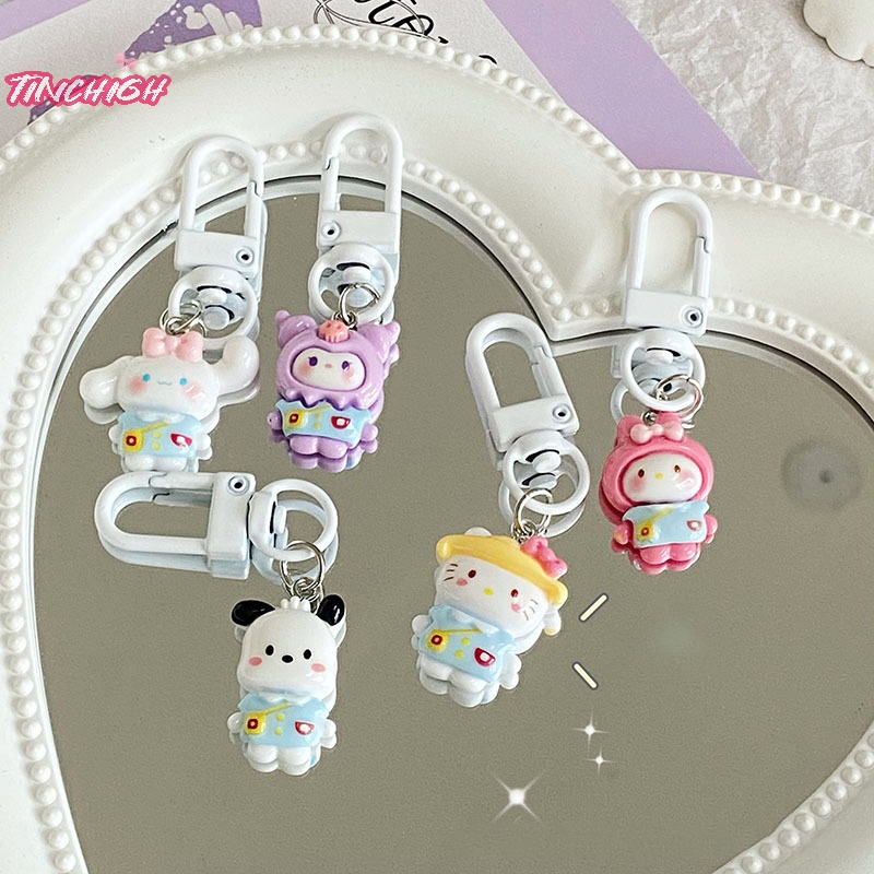Phim hoạt hình sanrio anime my melody bag keychain dễ thương cinnamonroll kitty charm mặt dây chuyền đồ nữ tính trang trí móc chìa khóa ô tô