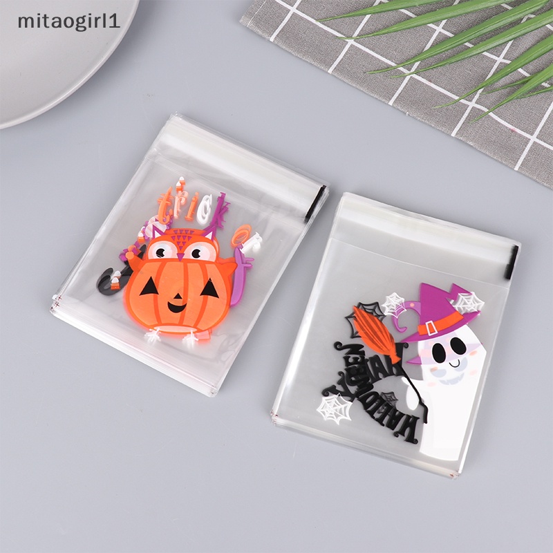 100 cái halloween kẹo nhựa bánh quy túi quà tự dính túi bọc đồ ăn nhẹ halloween đồ trang trí tiệc đồ dùng cho trẻ em quà tặng boutique