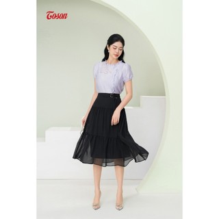 Chân vay voan đen dáng xòe 3 tầng, cạp phối dây đai Toson 38072B93