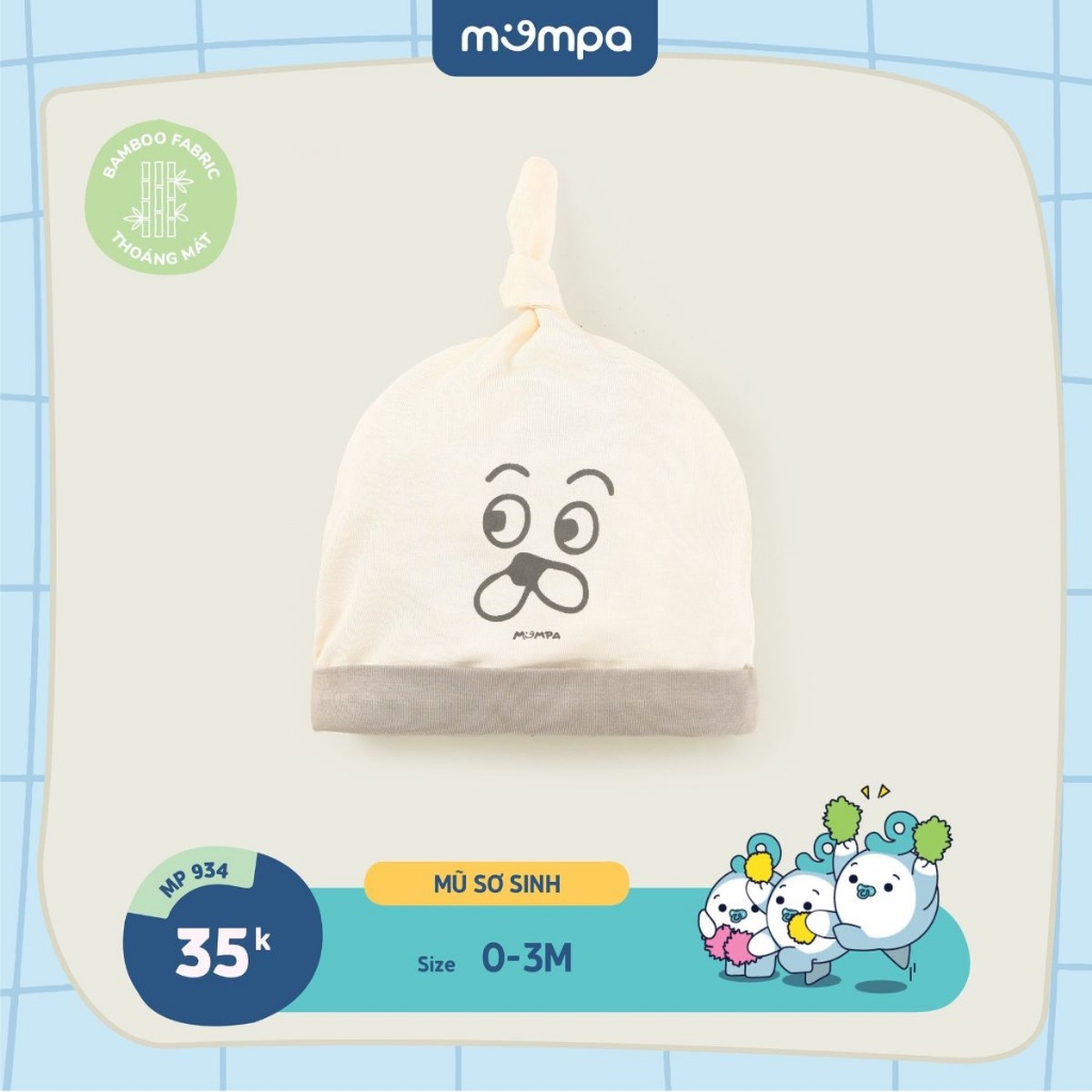 Set bao tay chân mũ yếm sơ sinh cho bé Mompa từ 0 đến 3 tháng vải Sợi tre Bamboo mềm mại thoáng khí MP 933 934 935