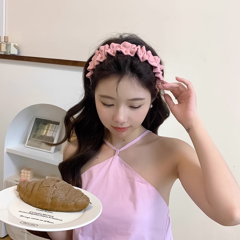 Vòng đeo đầu tình yêu màu hồng hàn quốc vòng gấp tóc mới rửa mặt rộng bên đầu lâu cao đầu lâu vòng đeo tóc nữ