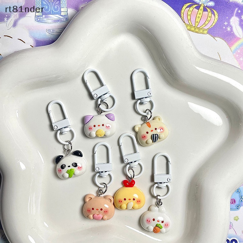 Rt mặt dây chuyền động vật dễ thương móc khóa phim hoạt hình gấu thỏ hamster mèo vòng chìa khóa đồ trang sức quà tặng ba lô tai nghe hộp đựng ch phụ kiện n