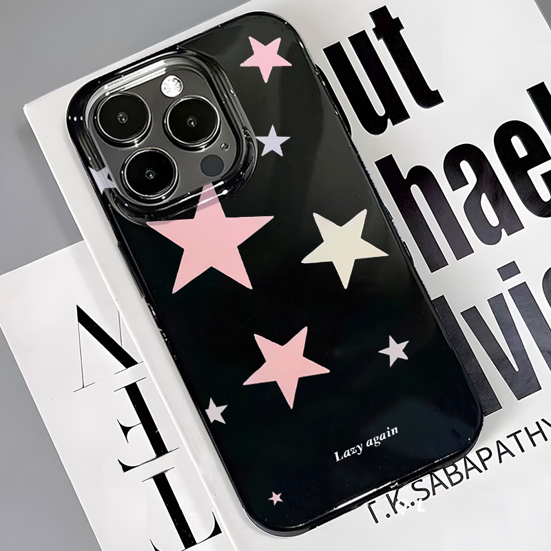 Ôp Điện Thoại Silicon Dẻo Họa Tiết Ngôi Sao Màu Hồng Tươi Sáng Cho iphone 14 13 12 11 pro xs max x xr 7 + 8 plus Ốp