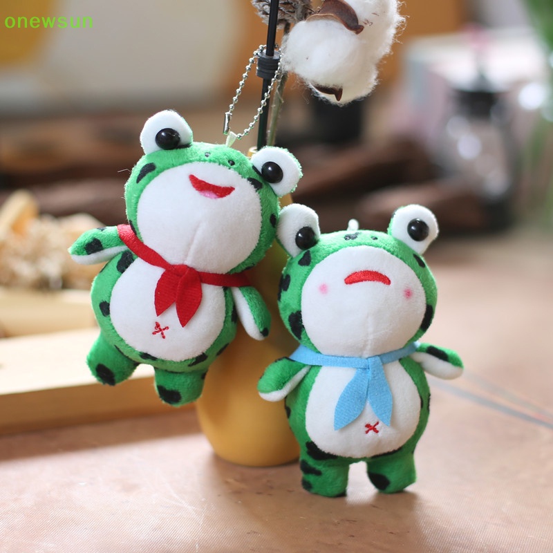 Onewsun phim hoạt hình búp bê ếch nhồi bông móc khóa phụ nữ dễ thương sang trọng túi động vật ếch mặt dây chuyền chìa khóa cho bé gái quà tặng móc khóa xe mới