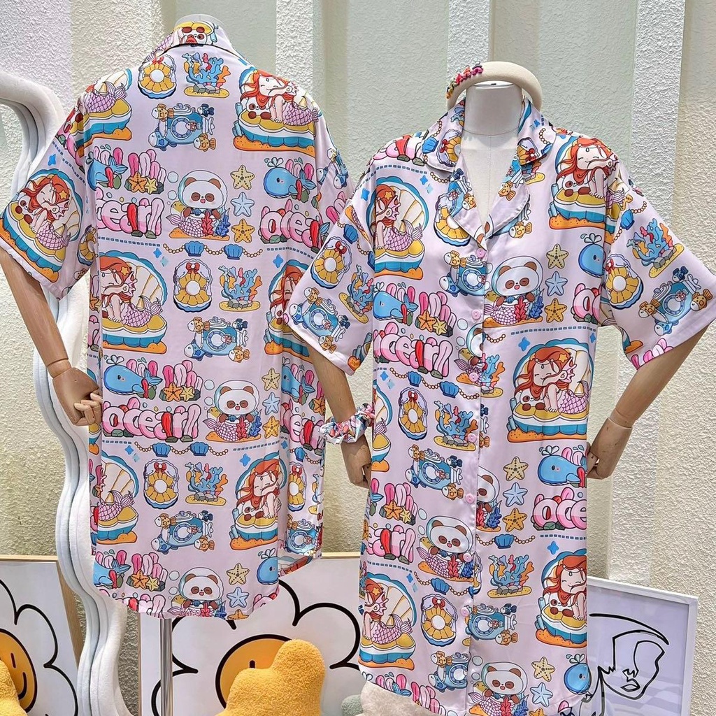 Đầm Pijama tiên cá kèm cột tóc - HN1527