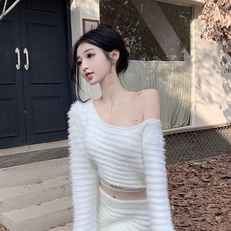 Set Áo sweater Tay Dài Phối Chân Váy Thời Trang Mới 2022 Cho Bé Gái