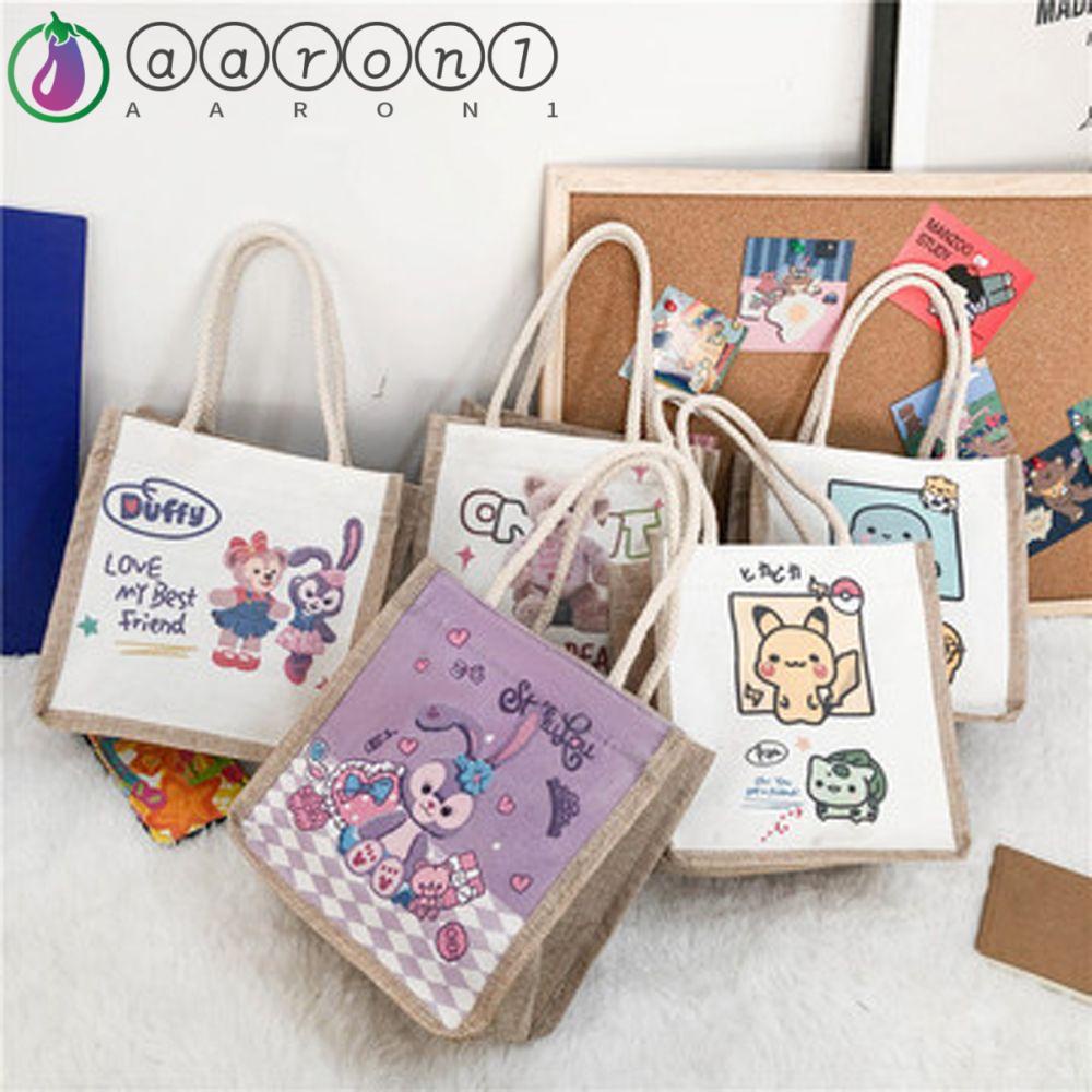 Túi vải canvas đựng hộp cơm trưa in hình thỏ / gấu dễ thương thời trang cho bé