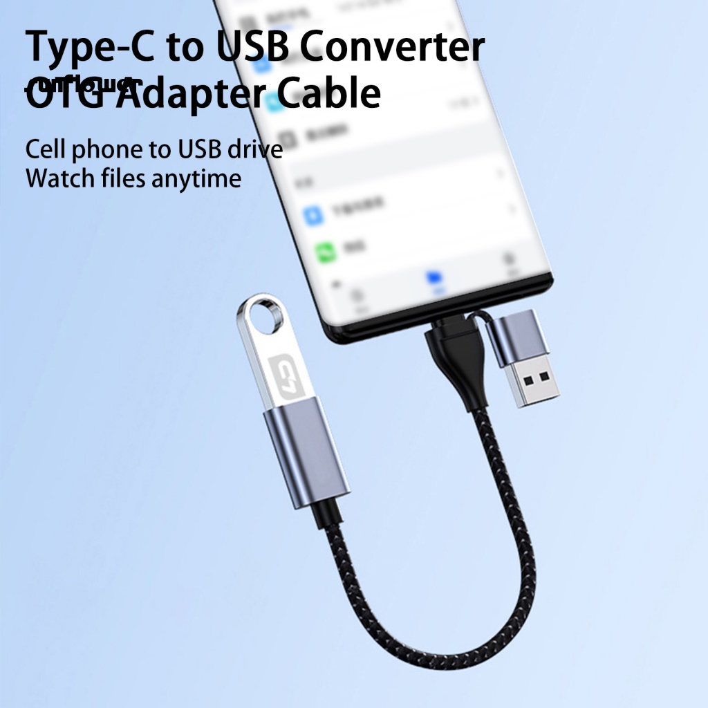 Dây cáp OTG LENOVO Type-C sang USB 2 trong 1 siêu nhẹ tiện dụng thích hợp cho máy tính
