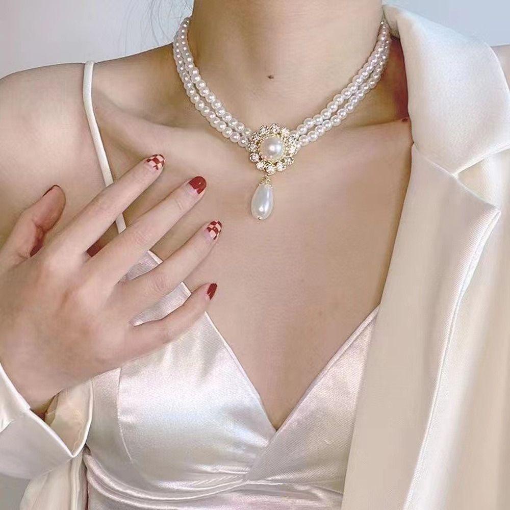 Dây Chuyền Hai Lớp WMES15H Phong Cách Cổ Điển Thời Trang Dành Cho Nữ|Vòng Cổ Choker Bằng Hợp Kim Thời Trang Cho Nữ