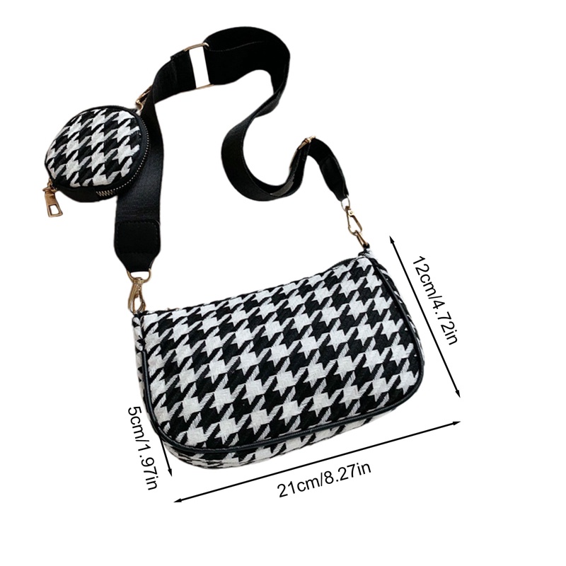 Túi Xách Tròn Đeo Chéo Họa Tiết Caro Vintage Cho Nữ