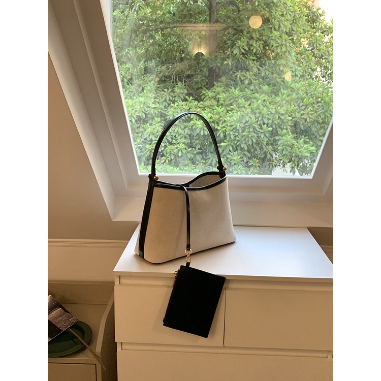 Túi Xách Đeo Vai Vải Canvas Họa Tiết Xương Cá Kiểu Hàn Quốc Dễ Thương Cho Nữ