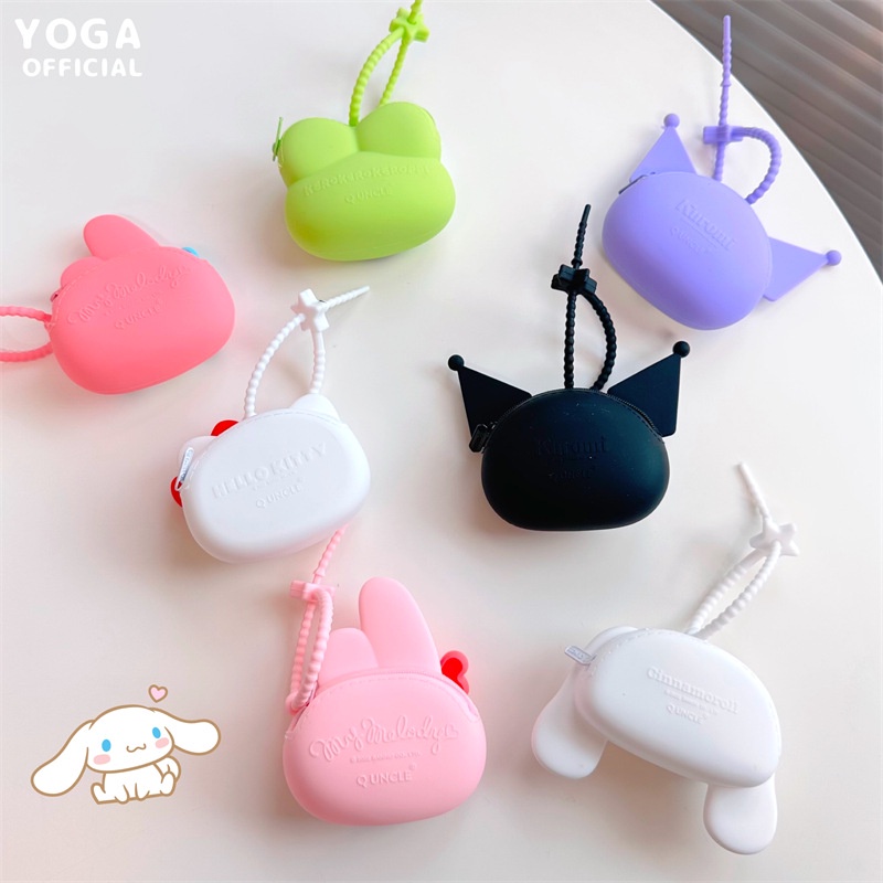 Ví Đựng Tiền Xu Bằng Silicon Hình Sanrio Kuromi My Melody Hello Kitty Dễ Thương Kèm Móc Khóa Cho Bé