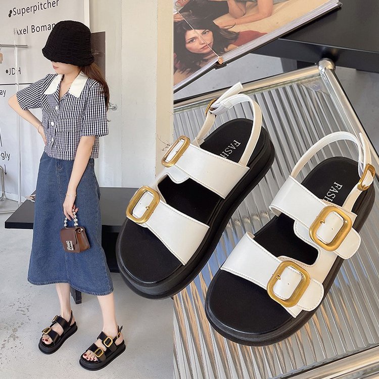 Giày Sandal Đế Dày Mùa Hè 2023 Hợp Thời Trang Phong Cách Roman Cho Nữ