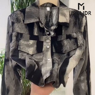 Áo Sơ Mi Nhuộm Màu Tay Dài Cổ Polo Dáng Rộng Thời Trang Hàn Quốc Cho Nữ