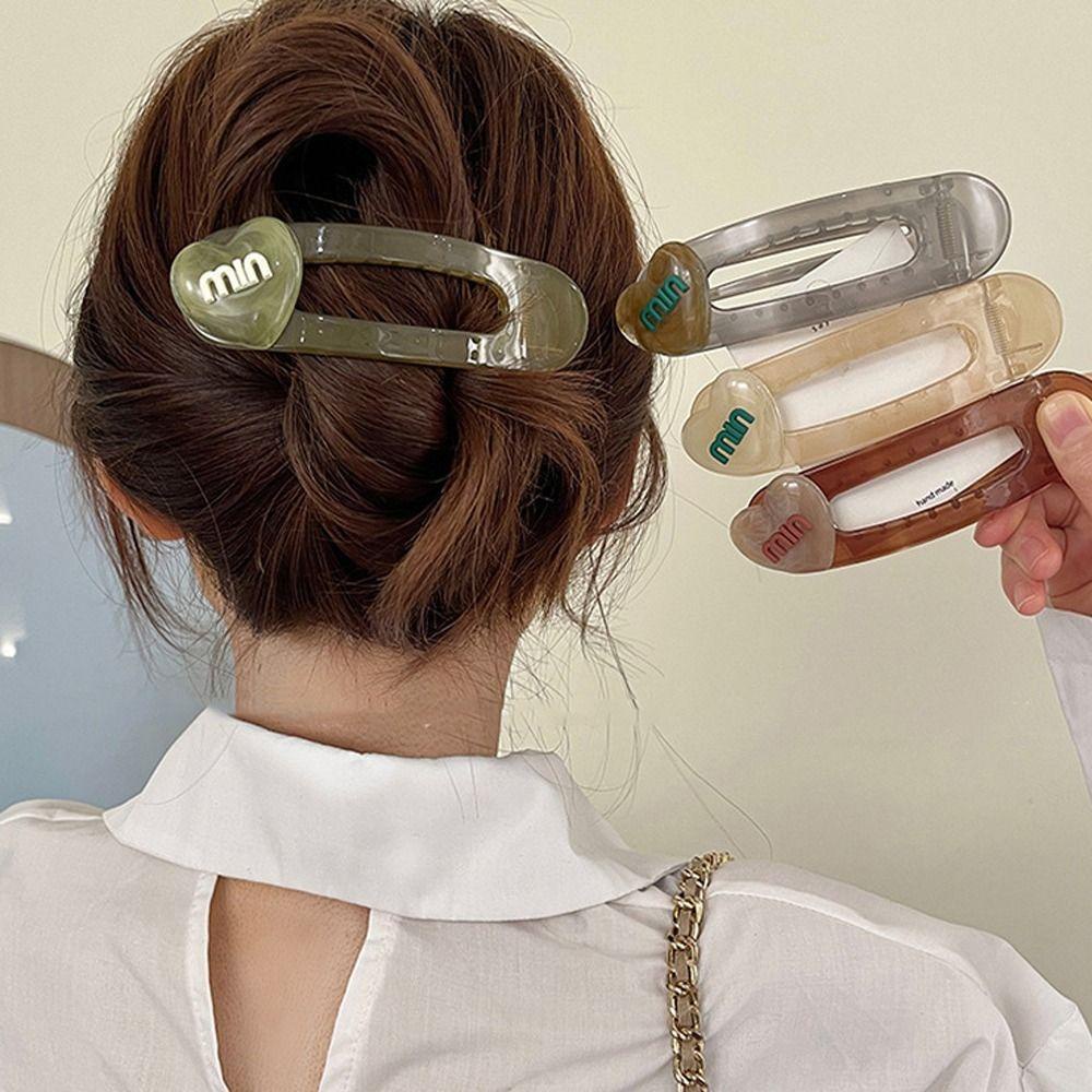Kẹp Tóc Hình Trái Tim Trong Suốt Màu Kẹo Ngọt Phong Cách Hàn Quốc WMES15H
