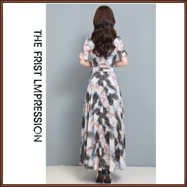 Đầm Hoa Cổ Tròn Tay Loe Thời Trang Mùa Hè Dành Cho Nữ