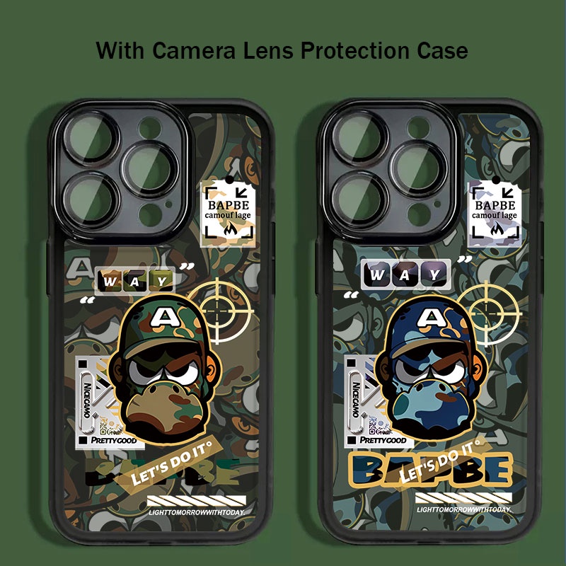 Ốp Điện Thoại iPhone 13 14 Pro max Silicon case ốp lưng điện thoại i phone 13Promax 14promax graffiti ngụy trang vượn Vỏ điện thoại Có bảo vệ ống kính máy ảnh Vỏ Cho iP 13 14 pro max