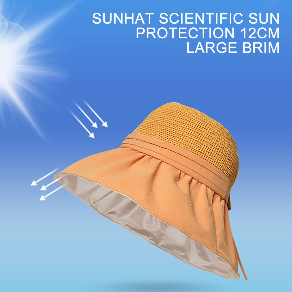 Mũ Tai Bèo Rộng Vành Che Nắng Thiết Kế Thắt Nơ Phong Cách Ngư Dân Mới Dành Cho Nữ