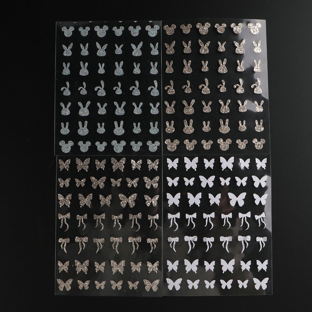 Miếng dán móng tay Sticker Dán Móng Tay Hình Bướm Kim Cương 3D Màu Vàng Hồng Mới