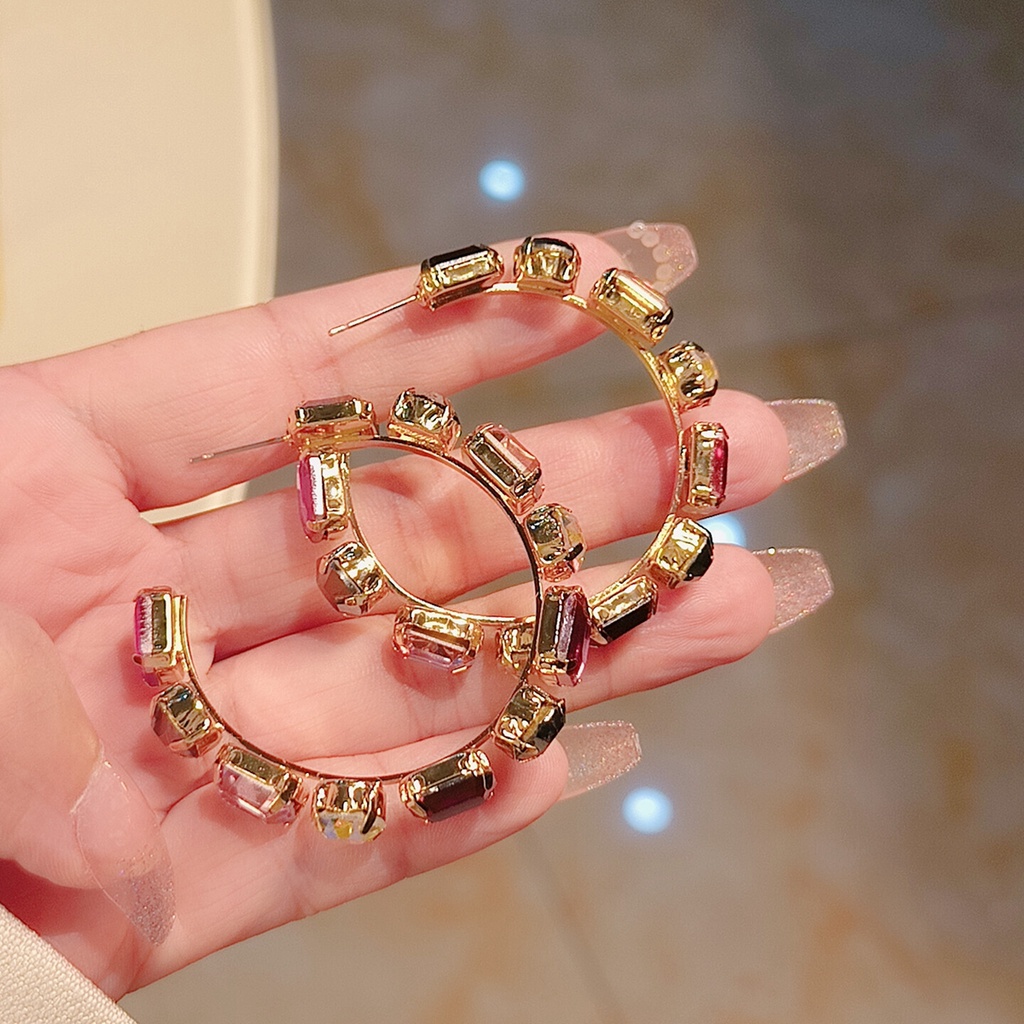 Bông Tai Hình Tròn / Vuông Phong Cách Âu Mỹ Thời Trang Cho Nữ