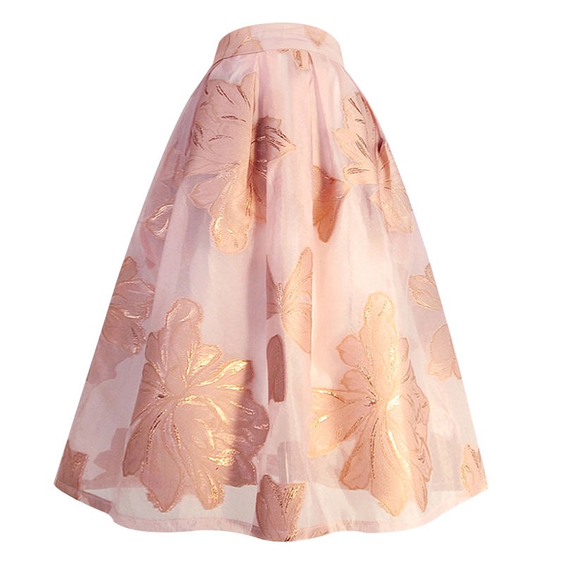 Chân Váy Pettiskirt Eo Cao Thêu Họa Tiết Màu Hồng Thanh Lịch Thời Trang Xuân Hè Hàng Mới 2023