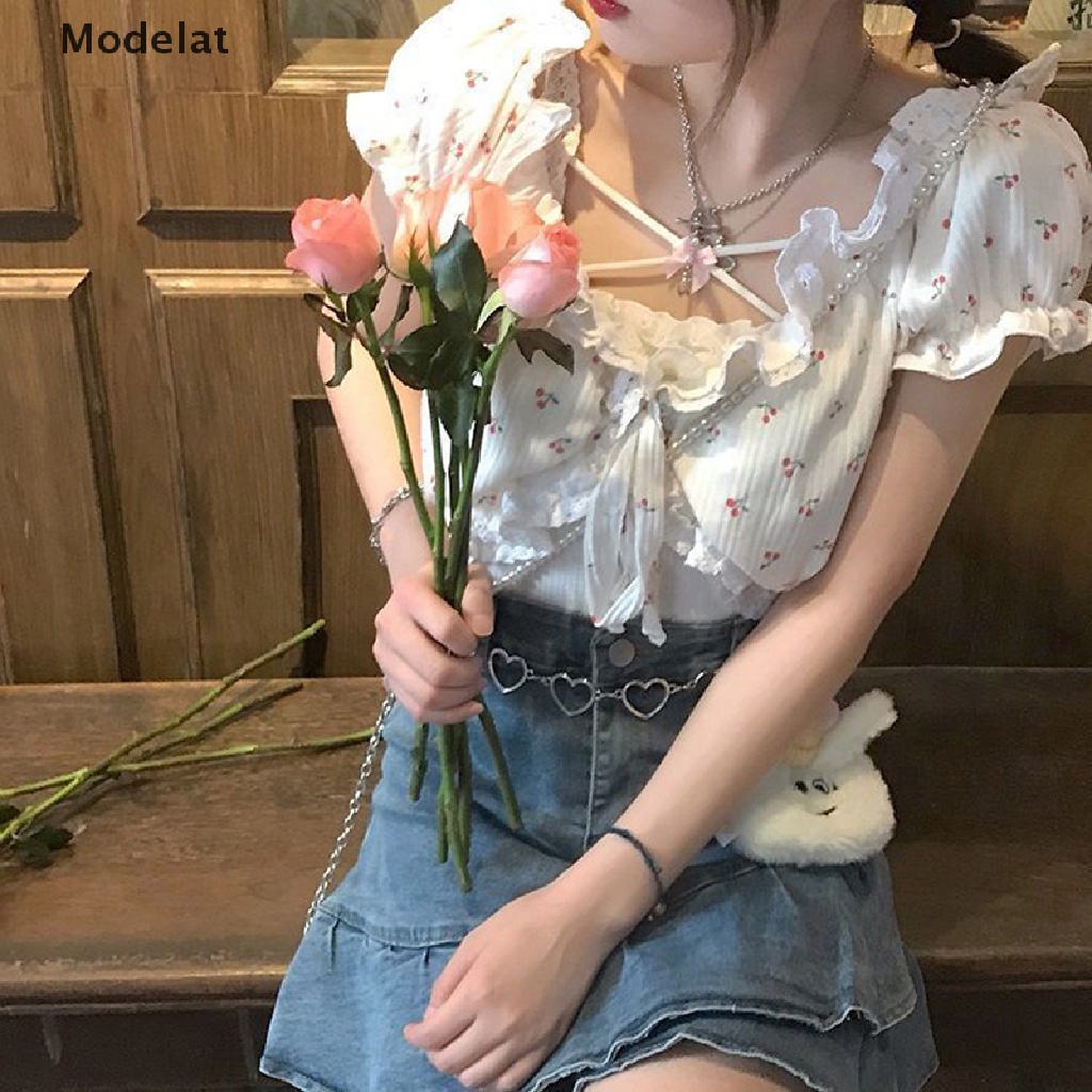 Áo hai dây GJCUTE MFC in hoa phối ren gợi cảm thời trang đi biển mùa hè cho nữ