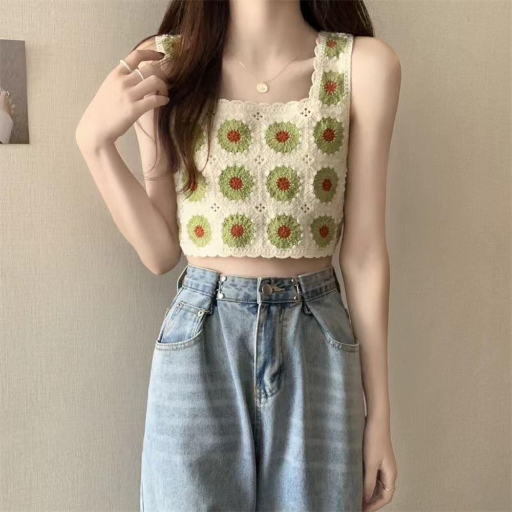 Áo Croptop Hai Dây Cổ Chữ V Họa Tiết Sọc Caro Phong Cách Bohemian Thời Trang Mùa Hè