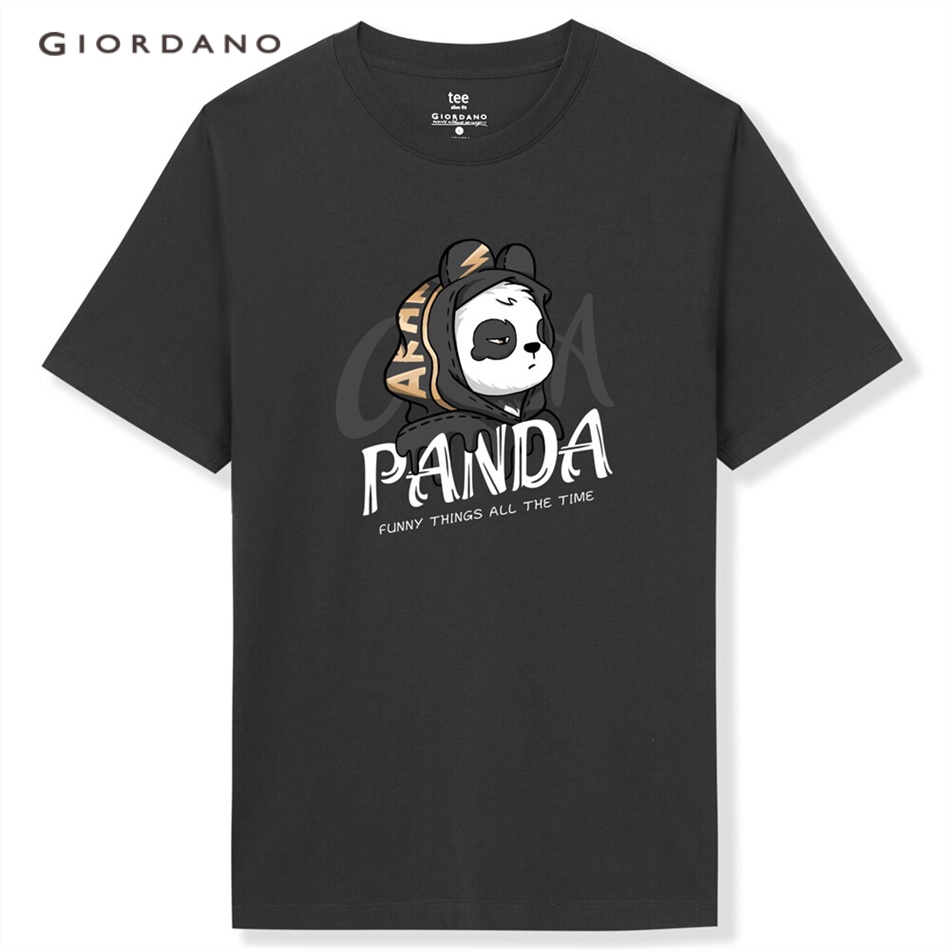 GIORDANO áo thun nam tay ngắn cổ tròn cotton in hình 91092274