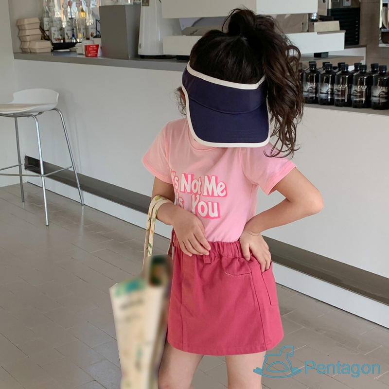 Set Áo Thun Tay Ngắn Phối Chân Váy Thời Trang Hàn Quốc Xinh Xắn Cho Bé Gái