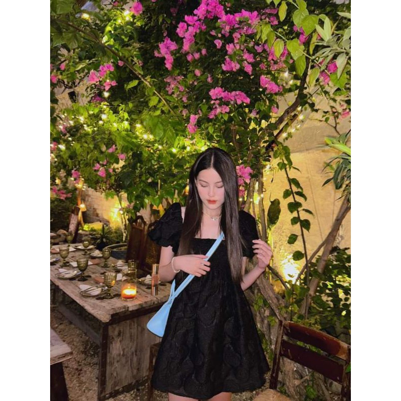 💋Váy babydoll tay bồng tơ hoa hồng chinhh quáa🌸