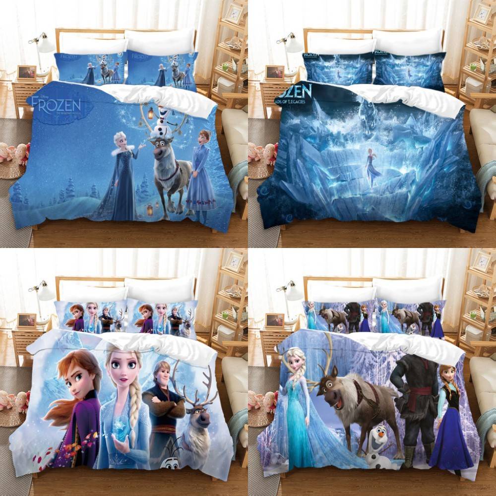 DISNEY Sy2 Bộ Chăn Ga Và Vỏ Gối Họa Tiết Công Chúa Băng Giá Cho Giường YS2