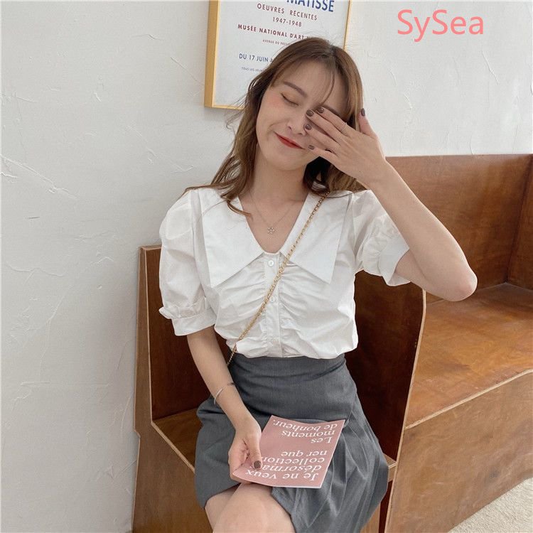 Áo Kiểu Tay Phồng Cổ Chữ V Form Rộng Phong Cách Pháp