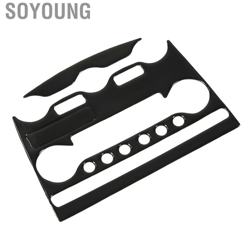 Soyoung AC Switch Control Panel Trim  Precise Fit Soft Plastic Center Console Air Conditioning Frame Piano Black for 370Z Z34 2009 To Present LHD Car