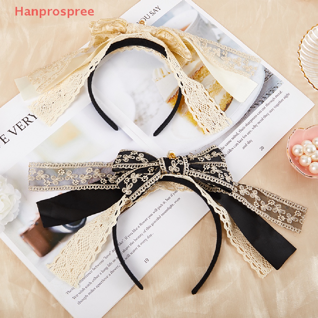 Băng Đô Cài Tóc Đính Nơ Ren Phong Cách Lolita Dễ Phối Đồ