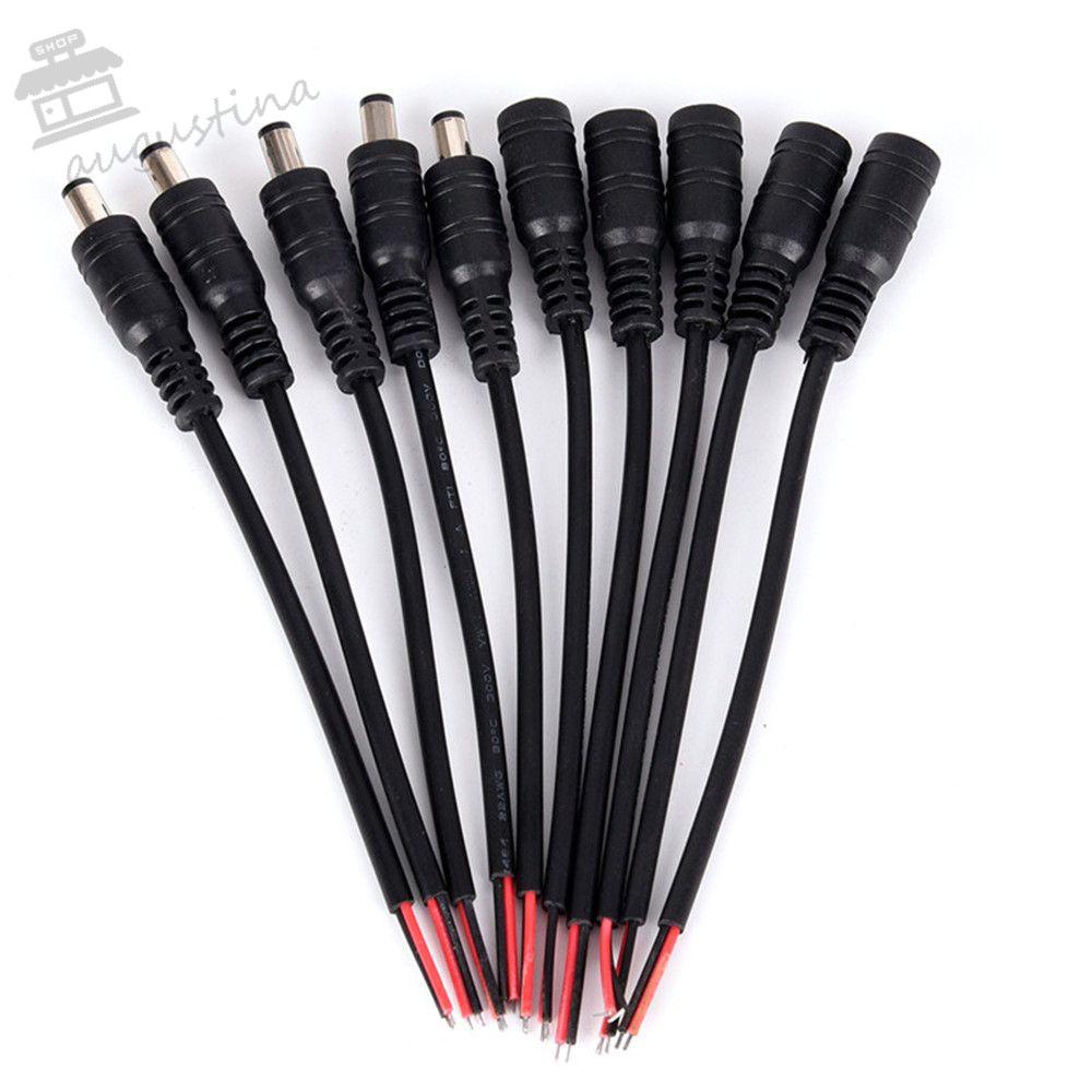 Bộ 5 Cặp Dây Cáp Nối Dc Led 15cm Dài 5.5x2.1mm 12v Nhiều Màu Sắc
