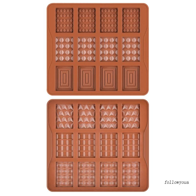 Khuôn Silicone Tạo Hình Làm Bánh Kẹo Hình Chữ Nhật 12 Ngăn