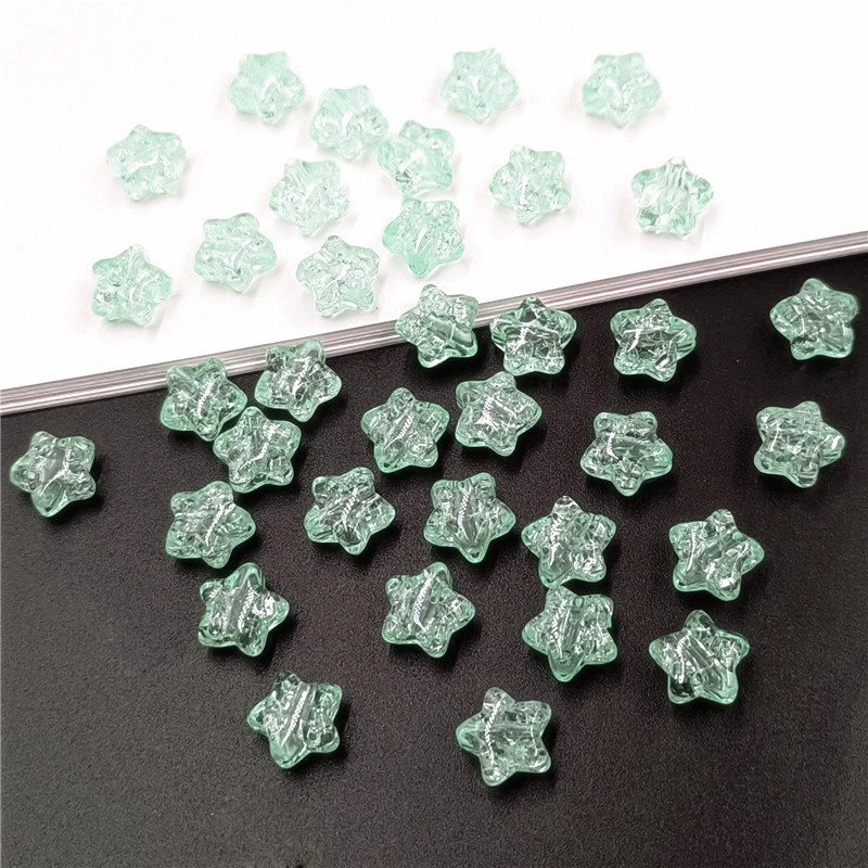 Set 50 Hạt Thủy Tinh Hình Ngôi Sao Năm Cánh 10mm Tự Làm Trang Sức Thời Trang