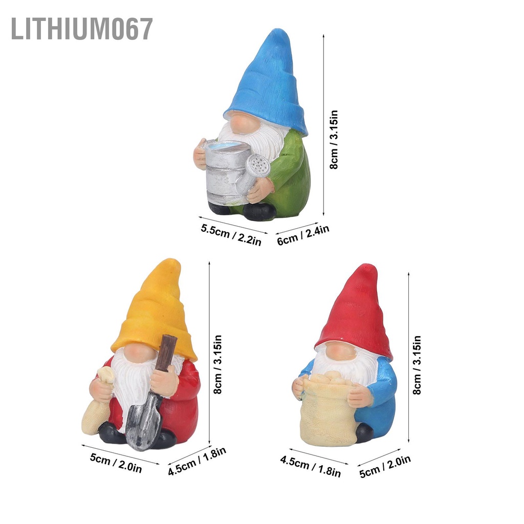 Lithium067 3 Vườn Gnome Tượng Dễ Thương Vẽ Tay Chống Mưa UV Điều Trị Gnomes Ngoài Trời Cho Bãi Cỏ Hiên Nhà