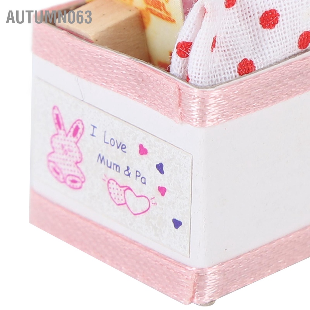 Autumn063 Nhà Búp Bê Hộp Đồ Chơi Cho Bé Màu Hồng Dễ Thương Thu Nhỏ Rổ Kèm 1/12 Phụ Kiện