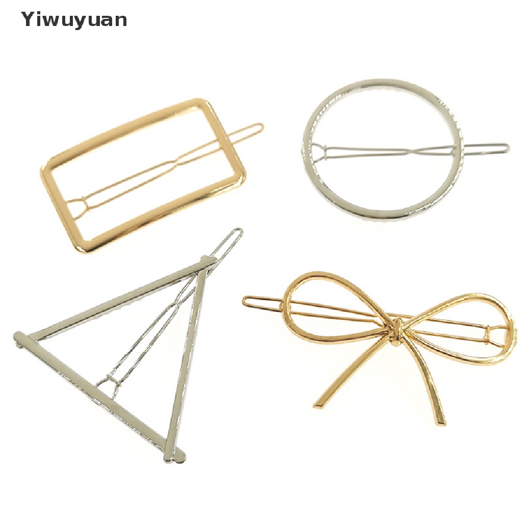 Bộ 2 Kẹp Tóc Kim Loại Hình Tam Giác / Mặt Trăng / Ngôi Sao