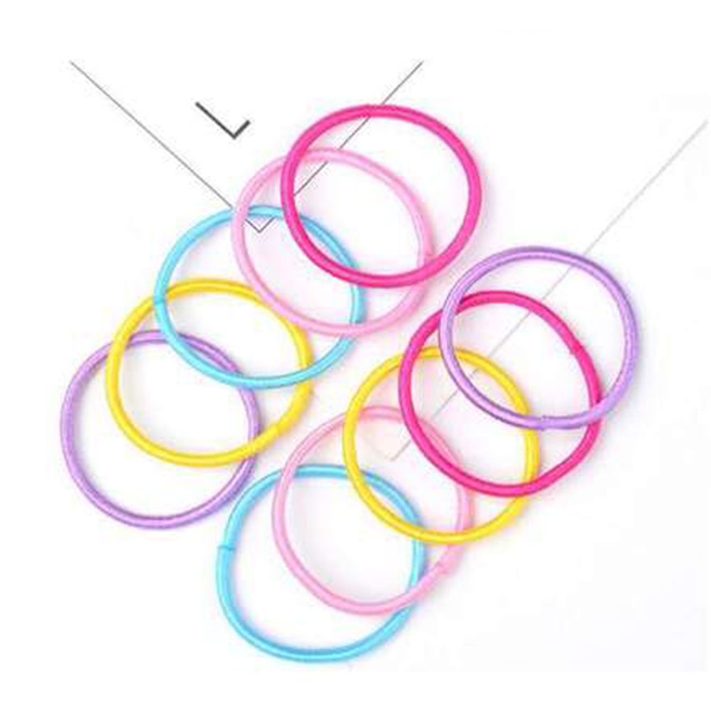 Set 100 Dây Cột Tóc Co Giãn Màu Sắc Trơn Dành Cho Trẻ Em (Fairy4]