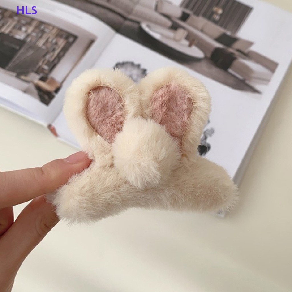 Kẹp Tóc Đính Lông Giả Hình Tai Thỏ Dễ Thương Thời Trang Cho Nữ