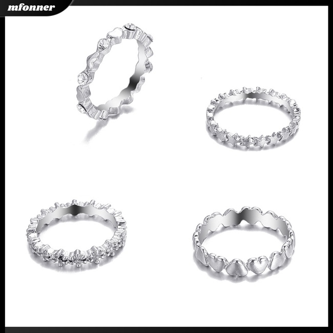 Set 4 Nhẫn Đeo Khớp Ngón Tay Thiết Kế Đa Dạng, Thời Trang