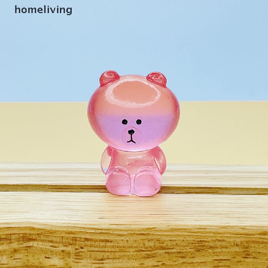 Bộ 6 Gấu Nâu Dạ Quang Ba Chiều Bằng Nhựa Resin Dễ Thương Dùng Trang Trí Diy