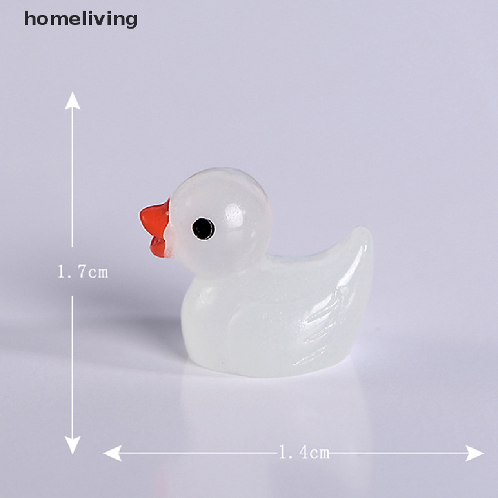 Bộ 10 Vịt Con Bằng Nhựa Resin Màu Dạ Quang Trang Trí Tiểu Cảnh